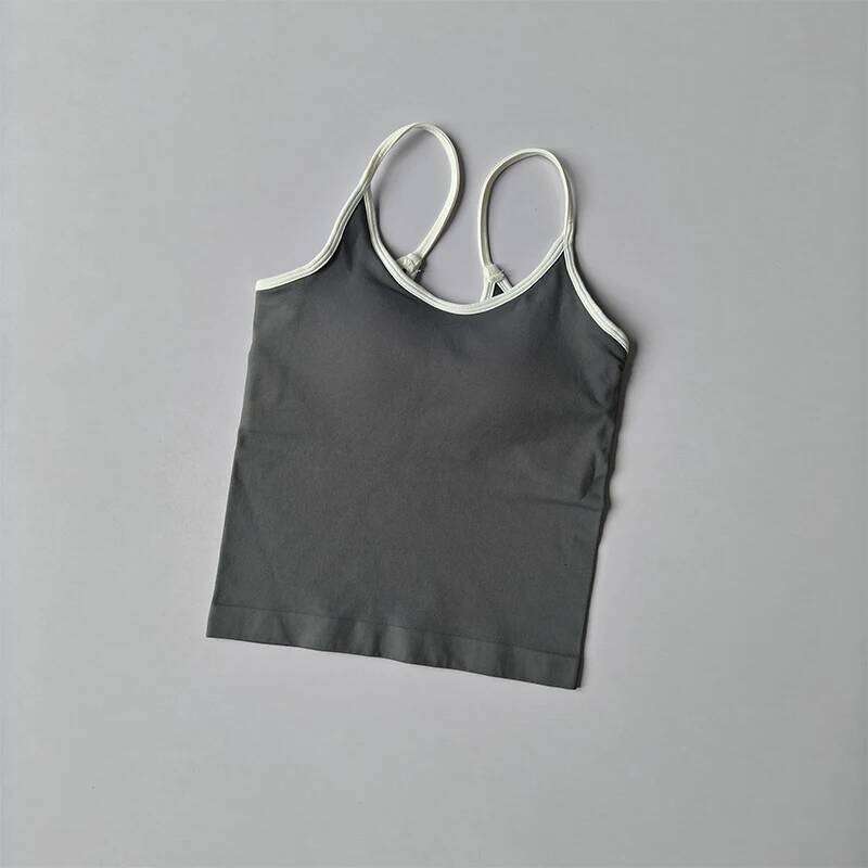 Sexy Color Block Sports Bra Women's Tight Fitness Crop Top with Removable Pads Workout Vest for Running Gym Wear 26Y0224