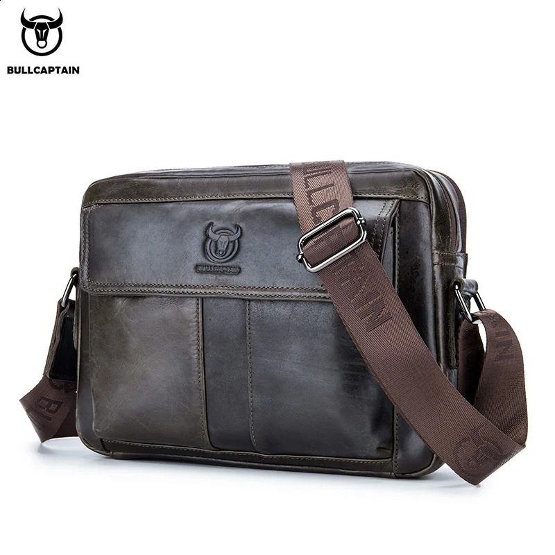 BULLCAPTAIN Genuine Leather Mens Crossbody Bag Large Capacity Casual Multifunctional Handbag A Fashion Business Briefcase 260202