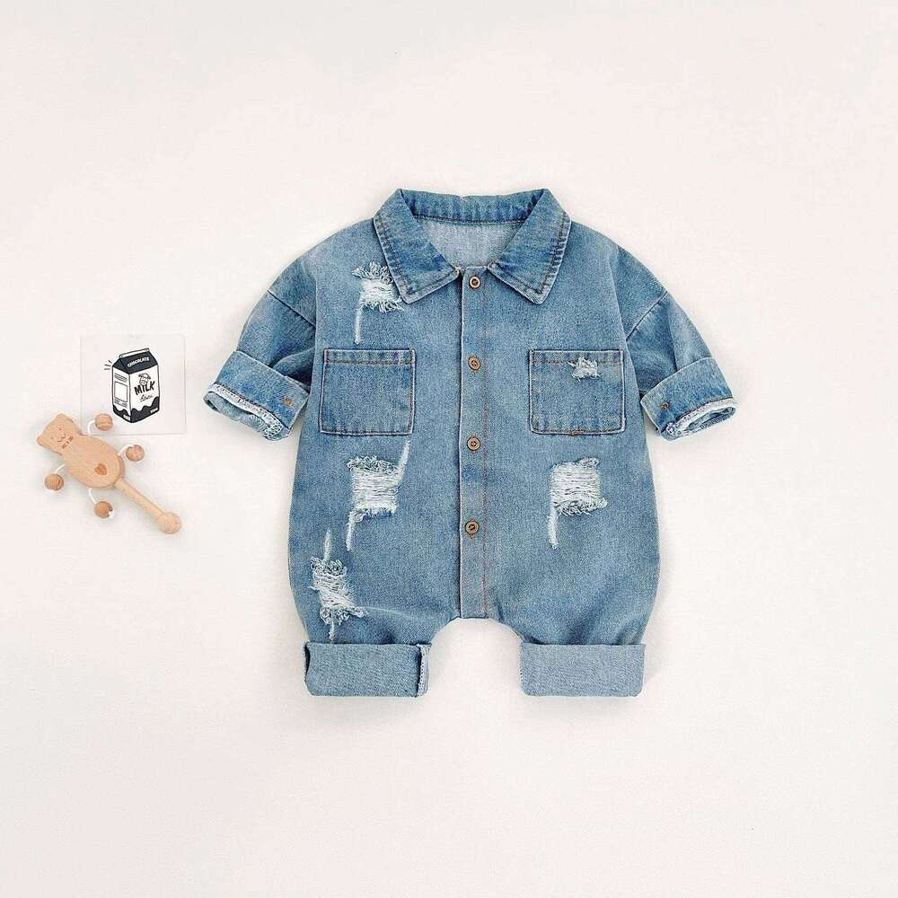 Ircomll New Autumn Infant Denim Climbing Clothing Romper Lapel shirt Boy Clothes Baby Jumpsuit Girl Newborn Overalls Onesie 26Y0224