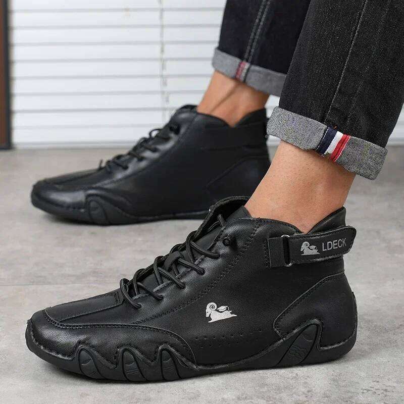 Men's Casual Bare Boots Luxurious Fashionable High Top Sports Trendy Loafers Waterproof Wear-resistant Motorcycle Shoes