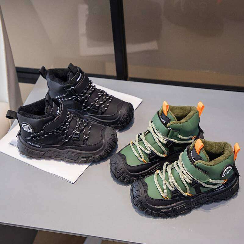 Kids Sneakers Anti-slip Wear-resistant Hiking Children Boys Winter Outdoor Sports Shoes Warm Cotton Snow Boots for Kid 26W0224