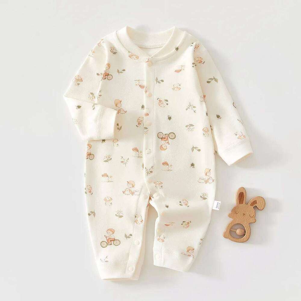0-18M Baby Pure Cotton Onesie All Seasons Long Sleeve Crawling Suit for Boys Girls Spring and Autumn Outwear Base Layer 26H0224