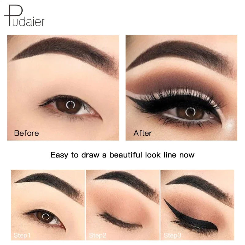 1Pcs Pudaier Black Eyeliner Pencil Waterproof Pen Quick Dry Long-lasting Liquid Eye Liner Smooth Make Up Tools 260203