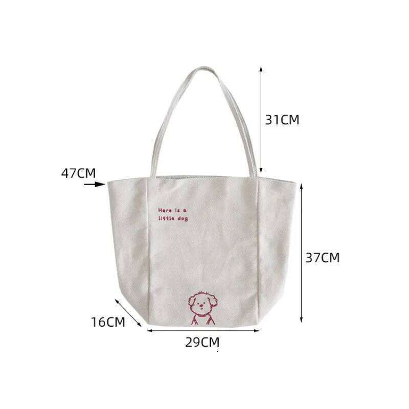 New Bag Two Sides Back Embroidery Canvas Korean Simple Tote Leisure Shoulder Large Capacity Bags Z260224