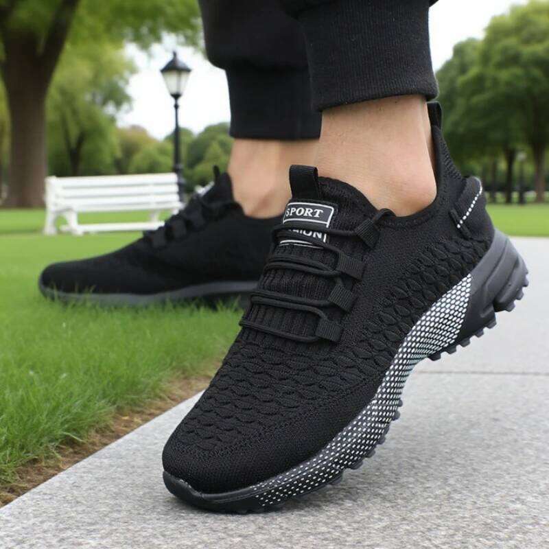 Trendy Patterned Net Men's Athletic Shoes Lightweight Breathable Stylish Woven Sneakers High Performance Mesh Men Training Kicks