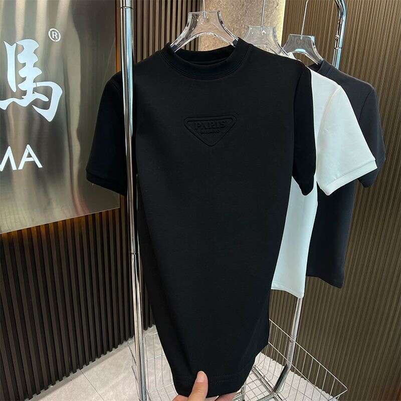 New Autumn Winter Men's Short-Sleeve T-Shirt, Versatile Trendy, With Embossed Letters, Light Luxury, Casual And Stylish Base T-Shirt
