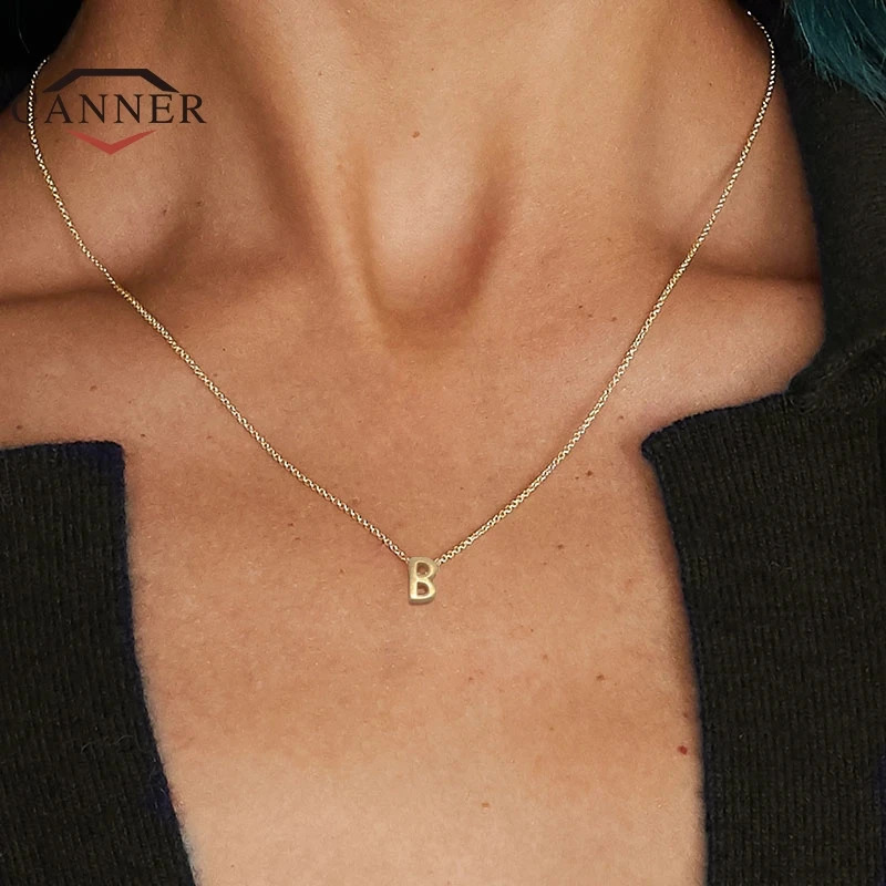 CANNER Letter Alphabet 925 Sterling Silver Chain Choker Necklaces For Women Minimalist Gold Color Necklace Fine Jewelry Collares 260208
