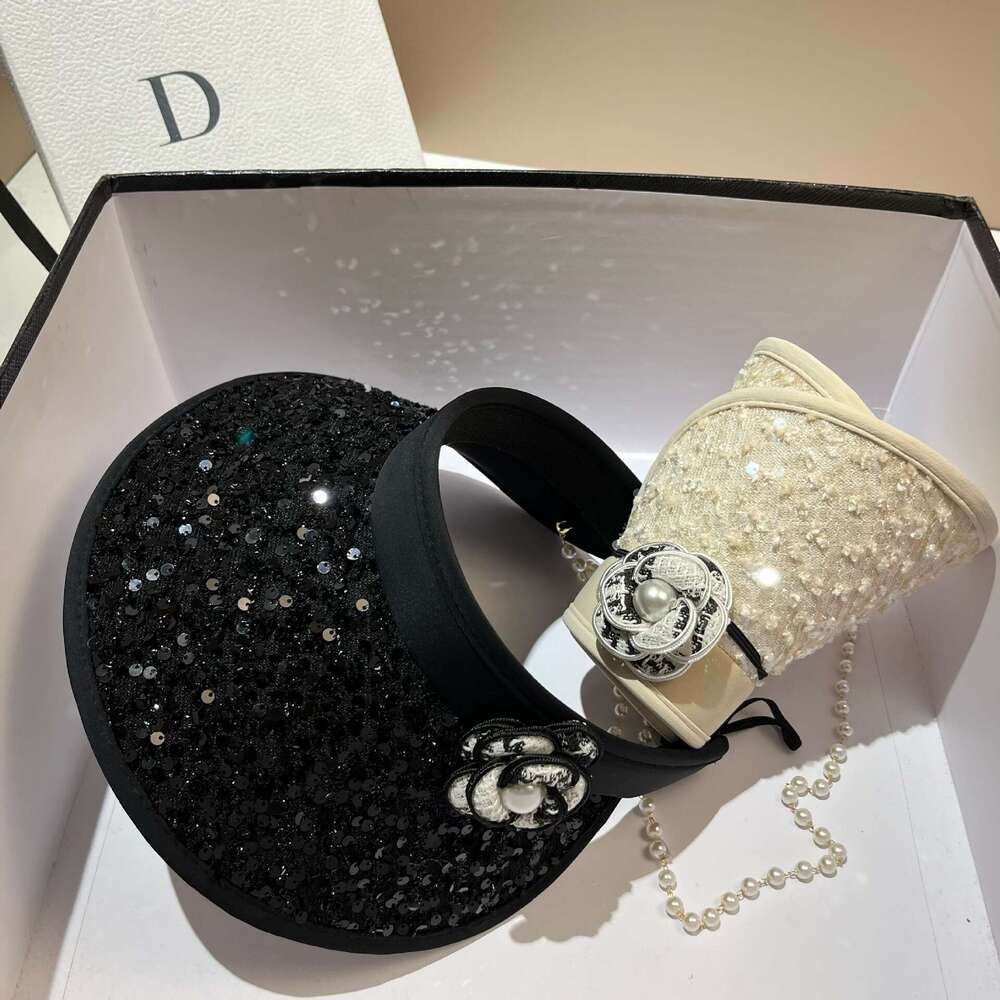 Camellia flower pearl drop cap Ultraviolet protection function Summer vacation and party-specific hat