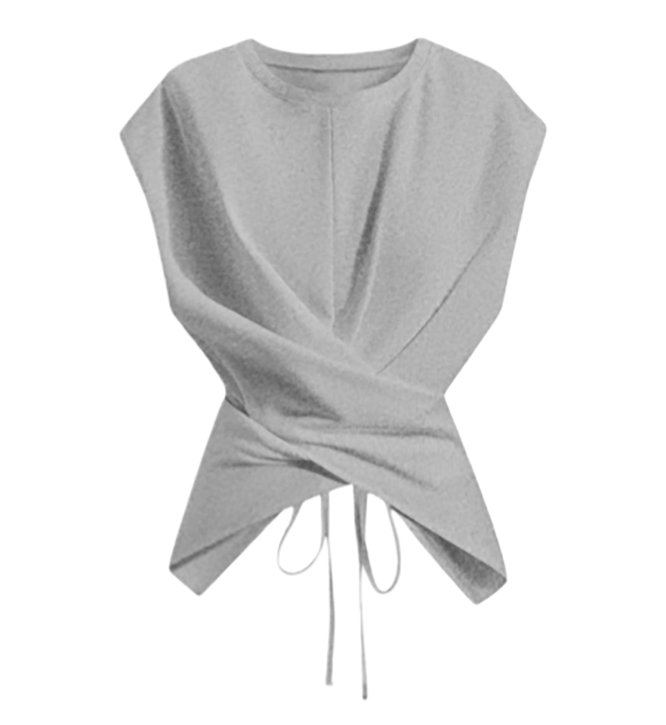 Summer Women's T-Shirt Crop Pin Waist Letter Round Neck Short-sleeved Short T-shirt Fashion Breathe