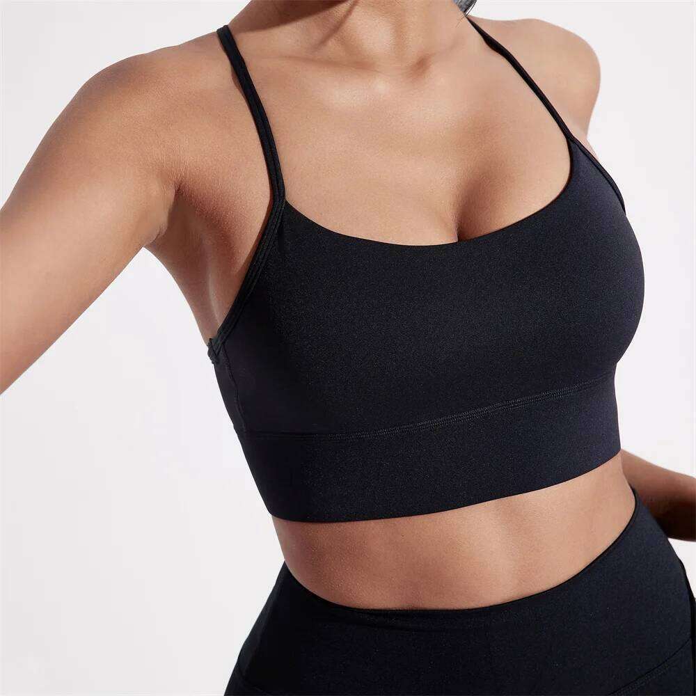 Solid Color Y Shape Line Women Fitness Sport Bra Top Soft Tight Comprehensive Training Jogging Gym Yoga Underwear With Chest Pad 26Y0224