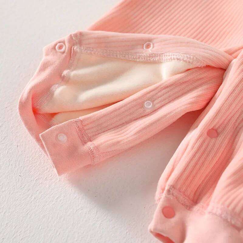 Winter Baby Jumpsuit Sleeves and Long Pants Warm Double-faced Fleece Design for Boys Girls Bodysuit 26Y0224