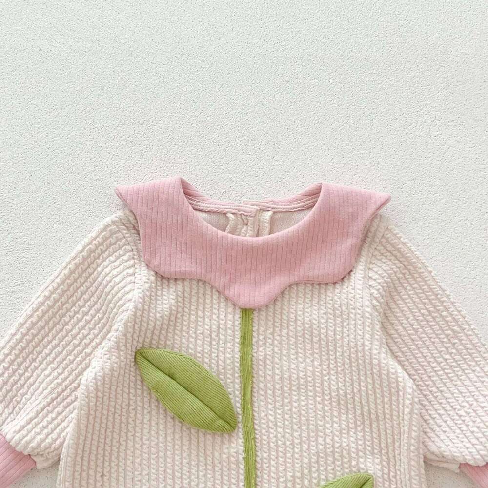 Autumn Newborn Infant Girls Lapel Flower Romper Lovely And Sweet Doll Collar Rompers Kids Onepiece Fashion Baby Clothing 26H0224