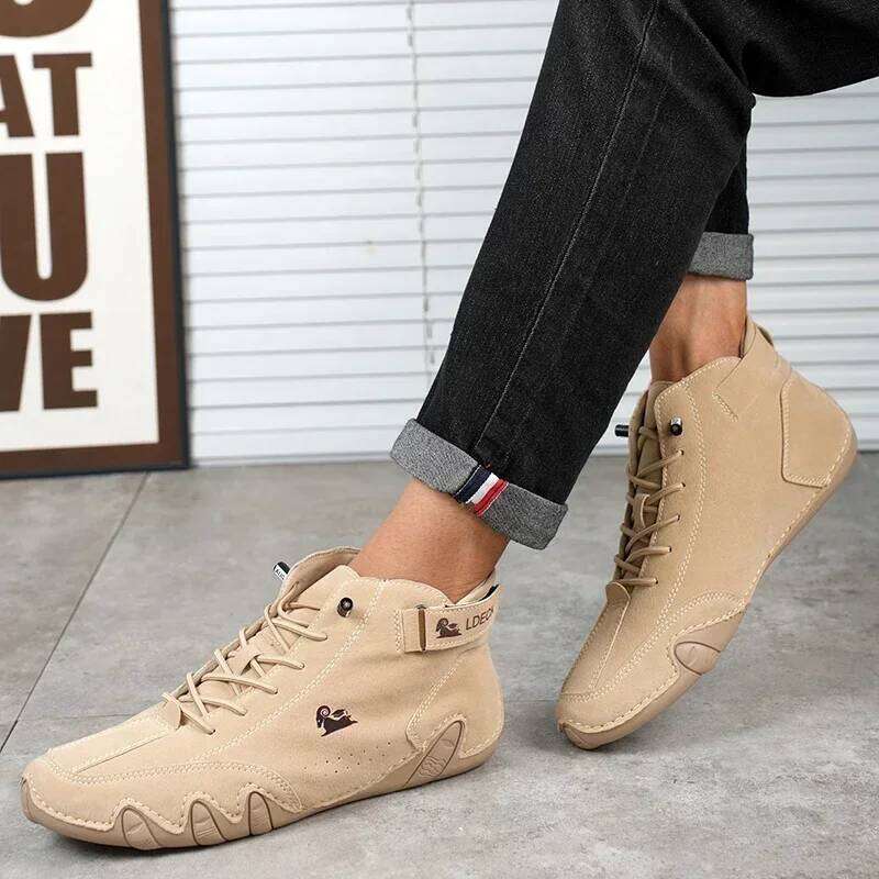 Men's Casual Bare Boots Luxurious Fashionable High Top Sports Trendy Loafers Waterproof Wear-resistant Motorcycle Shoes