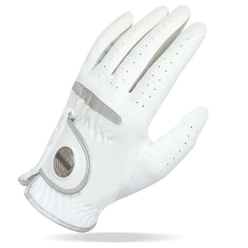 1pc Men Golf Glove Micro Soft Fabric Breathable Comfortable Fitting With Magnetic Marker Replaceable For Golfers White 26H0224