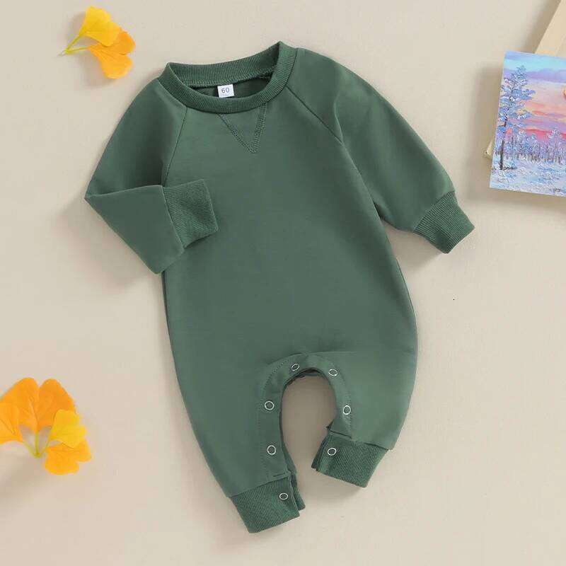 Rompers Toddler Girl Overall Jumpsuit Autumn Spring Solid Color Long Sleeve Baby Boys Romper Infant Newborn Clothing 26H0224