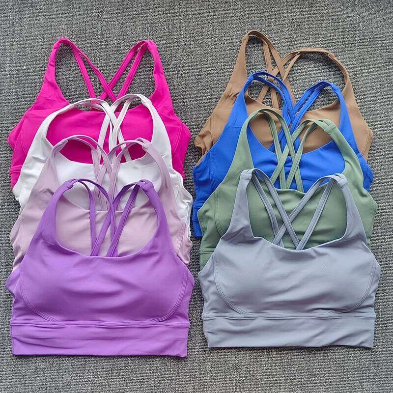 Solid Color Sport Soft Women Fitness Bra Tights Yoga Vest High Strength Shockproof Gym Sports Top Push Up With Chest Pad 26Y0224