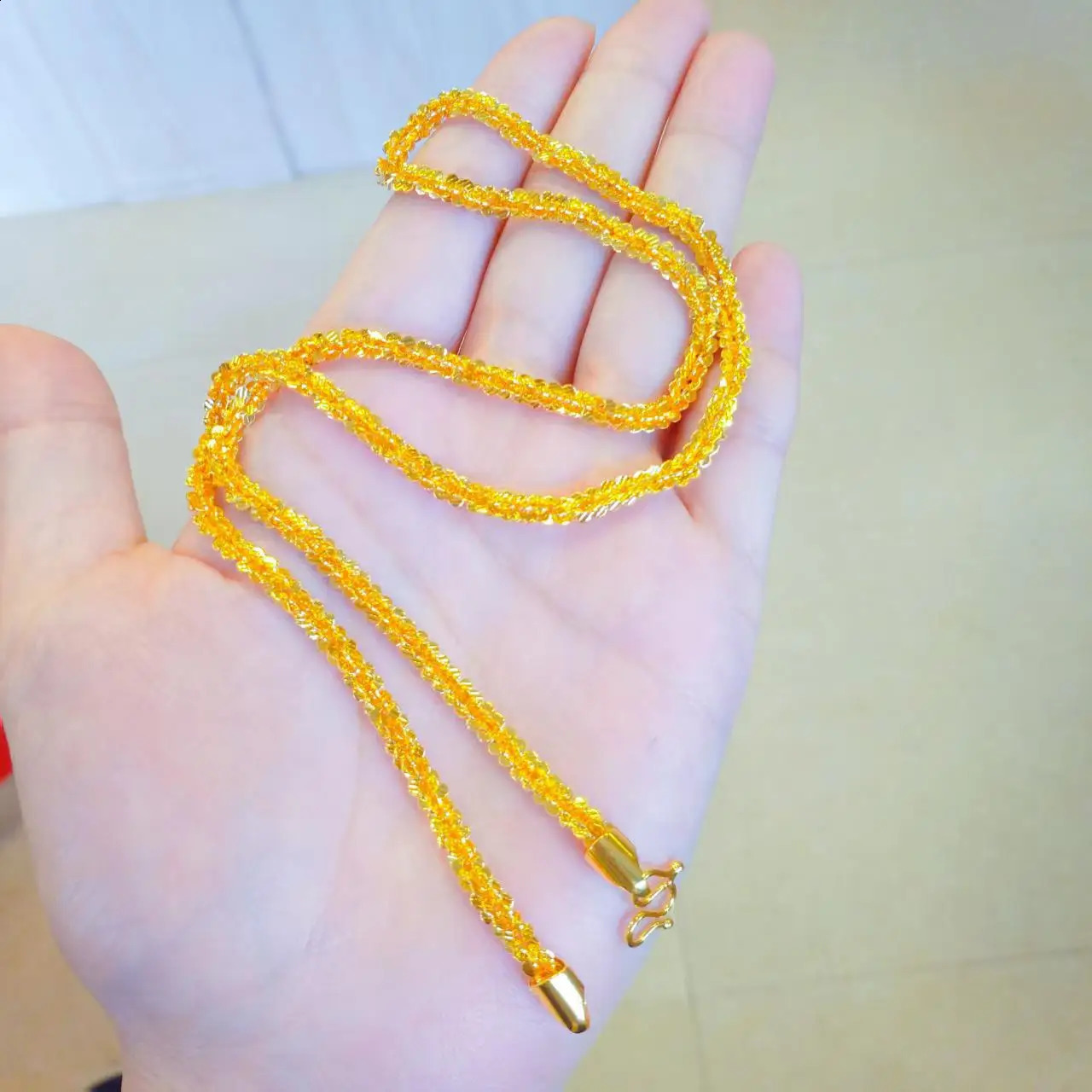 Sparkling Bracelet Necklace Set Womens 24K Gold AU999 Versatile shiny jewelry set easy to match for daily styling 260207