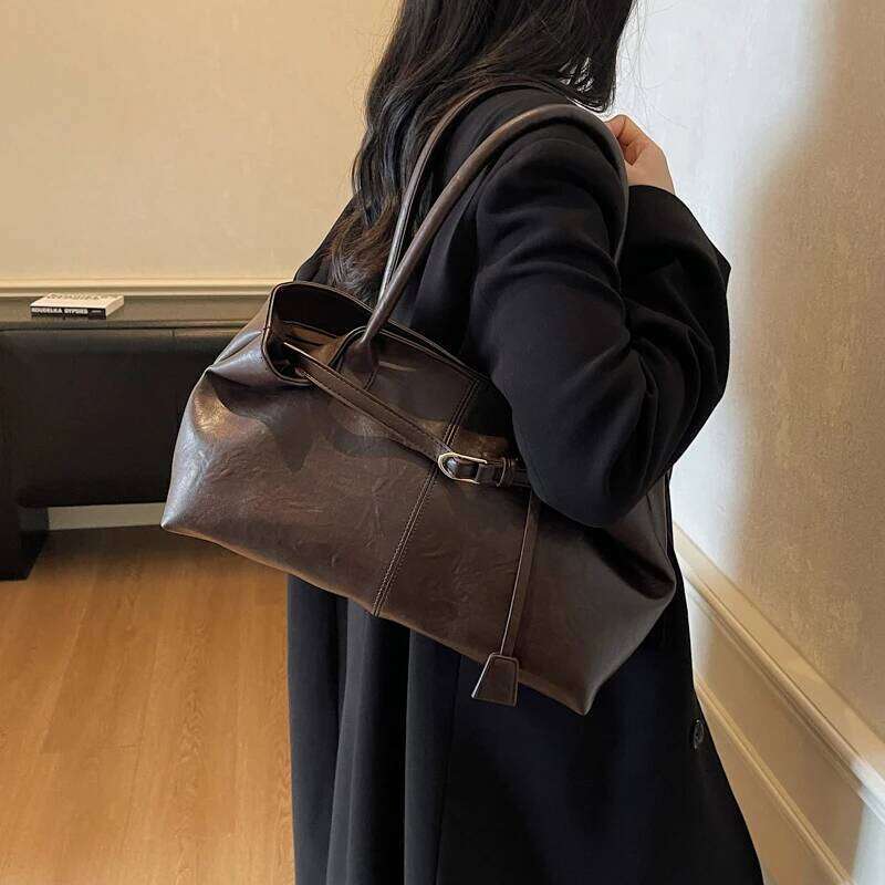 LEFTSIDE PU Leather Tote Bag for Women Shoulder Bags 2025 Luxury Short Handle Brand Solid Color Handbags and Purses Z260224