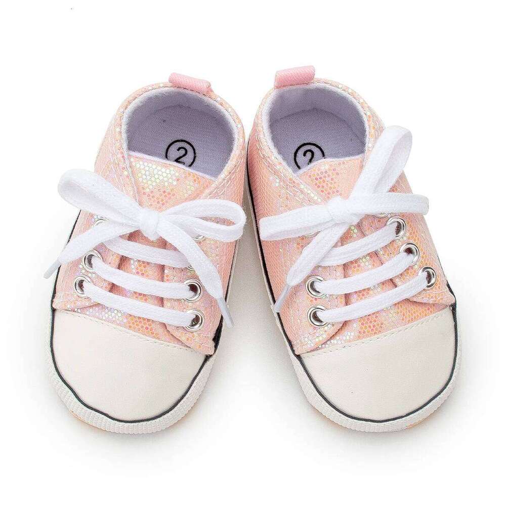 Meckior Newborn Fashion Shining Canvas Sneakers Baby Boys Girls Shoes First Walkers Soft Anti-Slip Sole Toddler 26Y0224