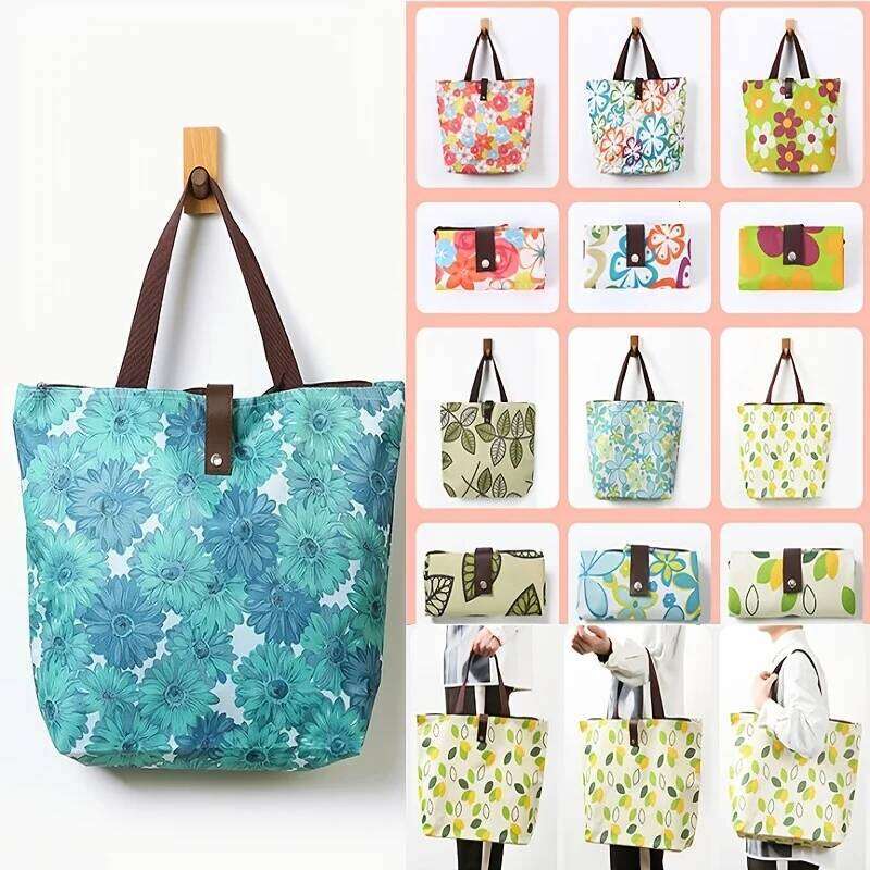 Portable Waterproof Oxford Foldable Reusable Shopping Supermarket Storage Travel Beach Hand-Carrying Fabric Bag Z260224