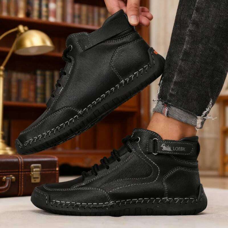 Men's High Top Handmade Sewn Buckle Casual Shoes Comfortable Fashionable Daily Walking Outdoor Adventure Boots