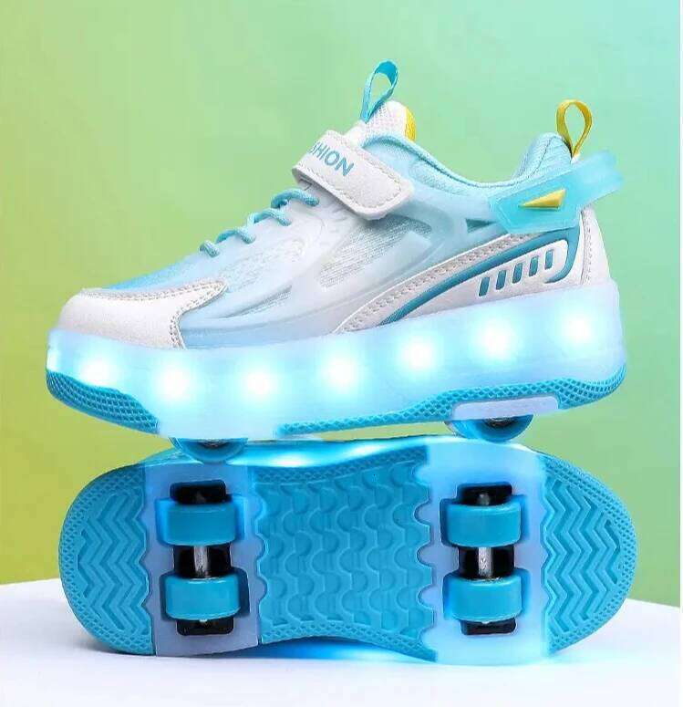 Four-wheel shoes, children's walking teenagers' wheel shoes LED lamp Outdoor Sports Shoe sroller skates kids Gift 26W0224