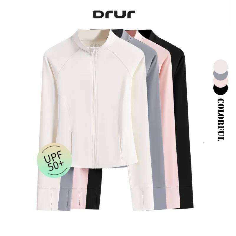 DRUR Women Lightweight UPF50 Yoga Tops Sun Protection Long Sleeve Sunsuit Quick Dry Gym Shirt Running Sports Wear Workout 26Y0224