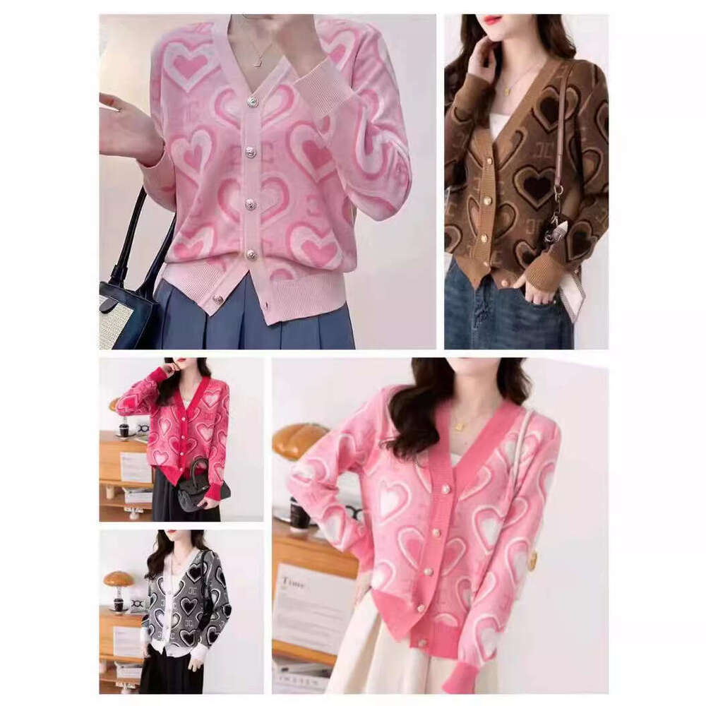French Style Heart Jacquard Long Sleeve Knitted Cardigan 2026 Spring Autumn New Fashion Versatile Slimming Women's Top