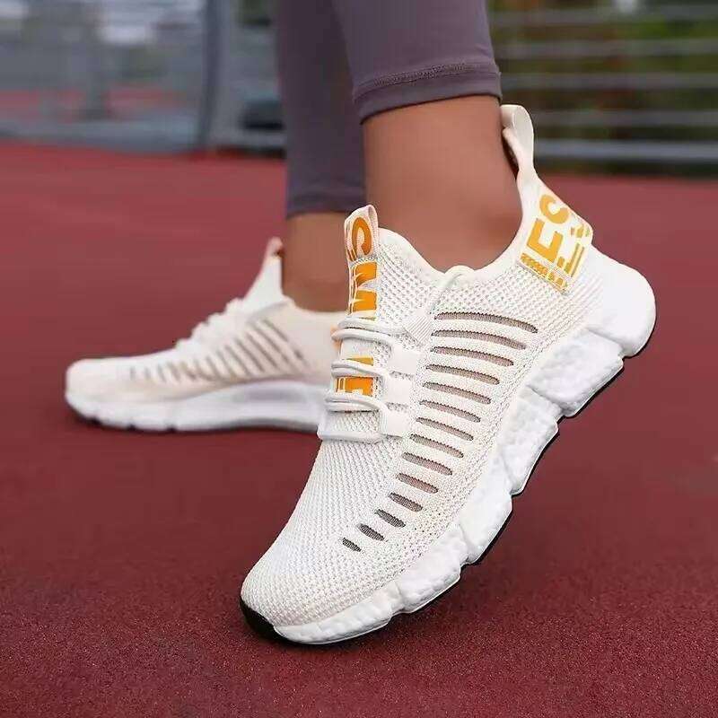 Women's Trendy Sneakers Comfortable Breathable Mesh Casual Lace Up Outdoor Jogging Track Field Lightweight Tennis Shoes