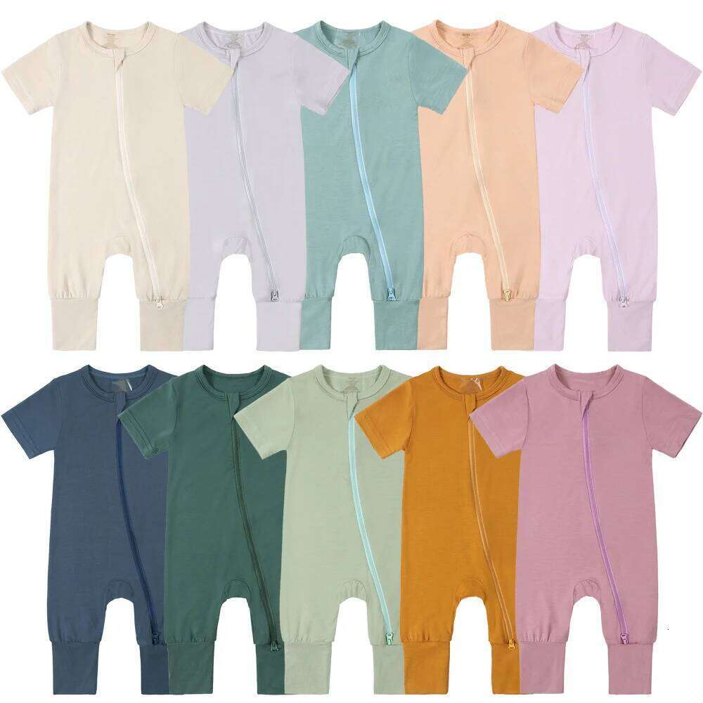 New Bamboo Fiber Infant Romper Short Sleeve Solid Color Baby Clothes Jumpsuit Toddlers One-Pieces Bodysuit For 0-24M Newborns 26Y0224