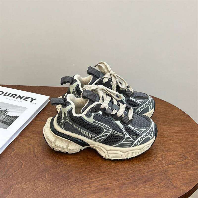 High Street Fashion Chunky Sneakers for Children Girls Boys Big Kids Breathable Sport Tennis Infant Light Shoes 26W0224