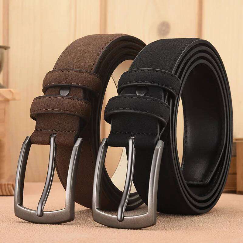 Suede Retro Trend Alloy Buckle Men'S Belt Large Size Genuine High-End Belt, Gift For Boyfriend And Dad Y260225