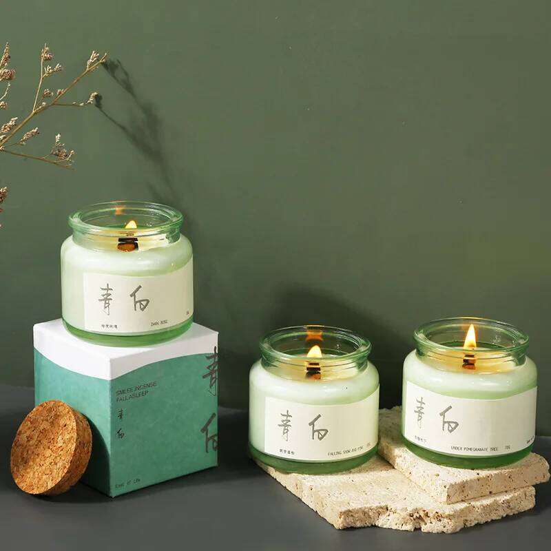 2pc 6x6.5cm Cork Green Cup Soy Fresh And Elegant Wax Portable Travel Set Romantic Scented Candle H260225