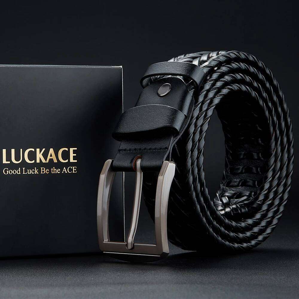 LUCKACE Genuine Leather Casual Men's Trendy Golf Belts Knitted Belt With Alloy Buckle Best Gift Choice for Boyfriend/Husban Y260225