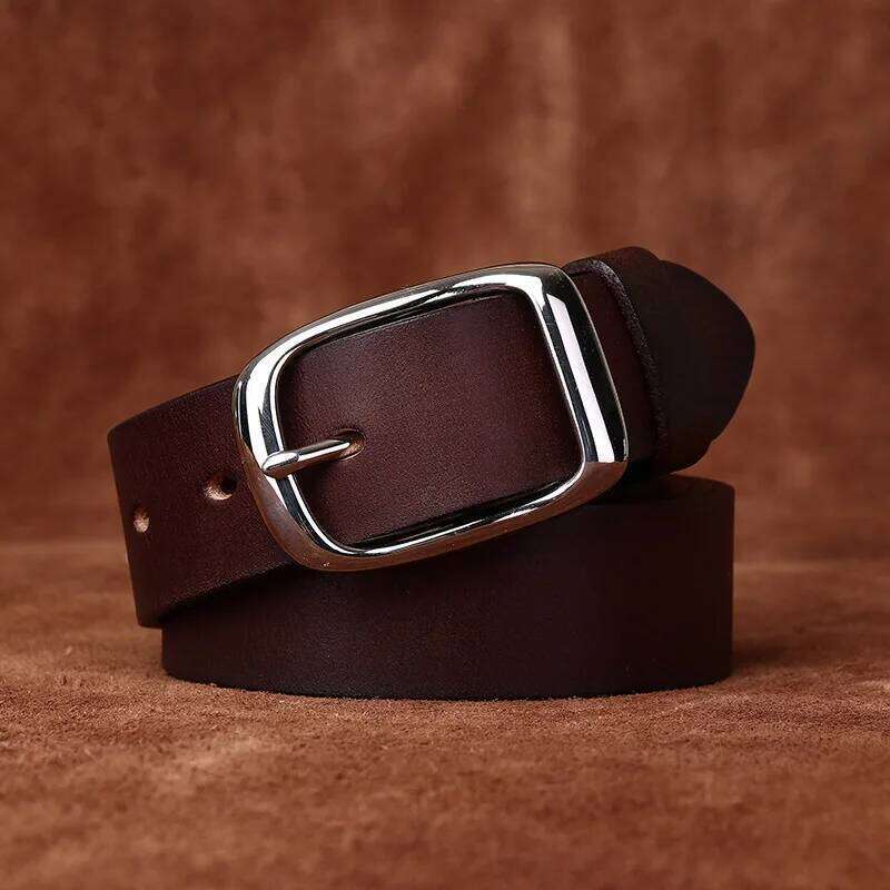 3.3CM Pure Cowhide High Quality Genuine Leather Belts for Men Brand Strap Male Stainless Steel Buckle Business Jeans Cowboy Y260225