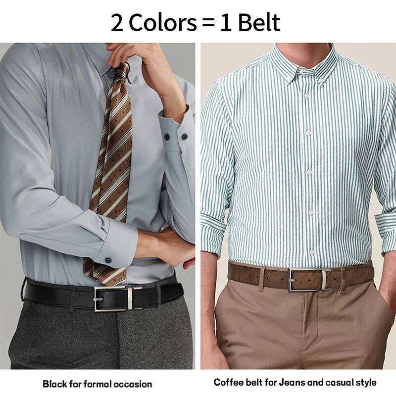 Maikun Reversible for Men Brown Leather For Trousers Boss Belts Men's Designer Waist Belt Coffee Y260225