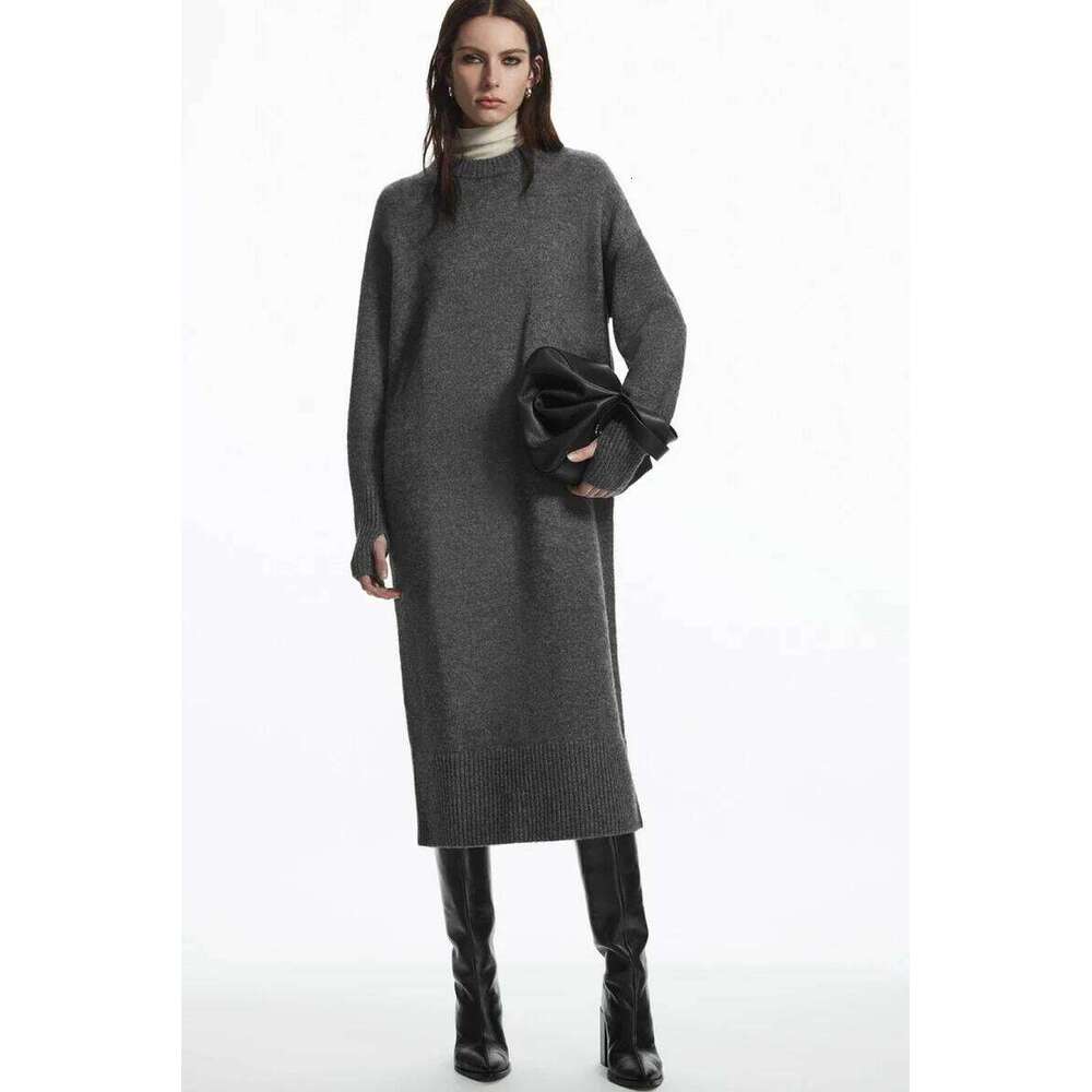 Ethereal 2024 new style of Women's casual long round neck wool blend dress XJ260225