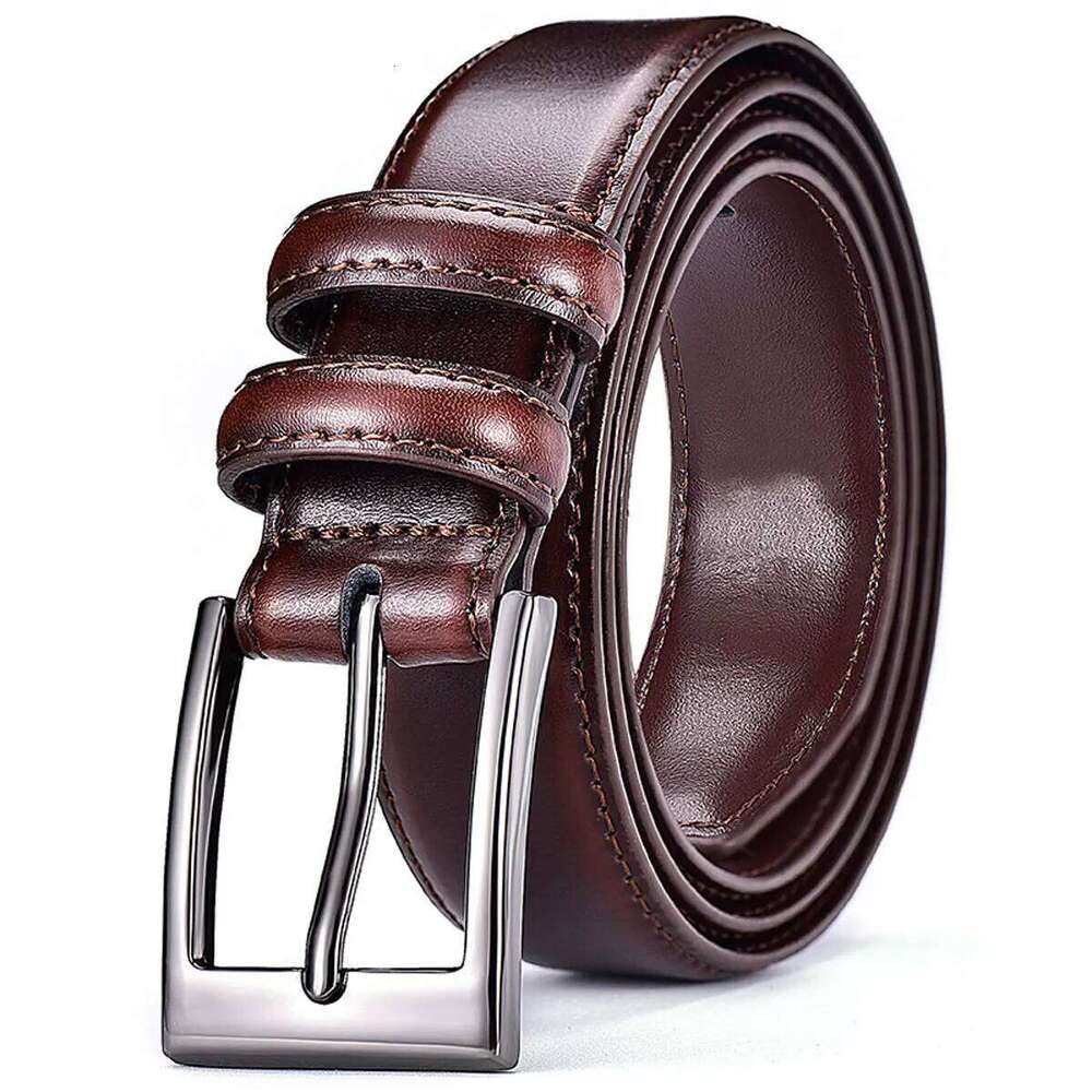 Belt, leather, casual pants, men's cowhide, simple denim, middle-aged belt, young people, retro needle buckl Y260225