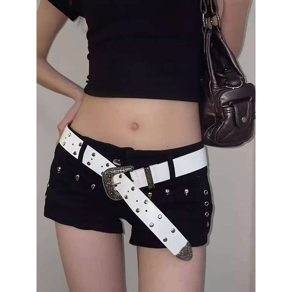 1PC New Black Retro Rivet Women's Fashion Personality High-End with Jeans Trend Style Women Belt Y260225