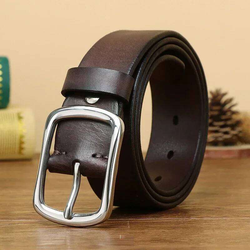 3.8CM Pure Cowhide High Quality Genuine Leather Belts for Men Brand Strap Male Stainless Steel Buckle Business Jeans Cowboy Y260225