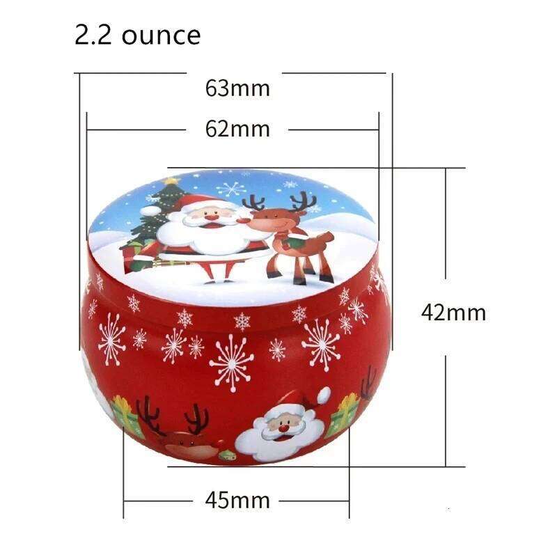 1pc Christmas Candle Jar Candy Flower Tea Gift Aromatherapy Tinplate Box Storage Pot Round Drum Shaped Metal Tin Can H260225