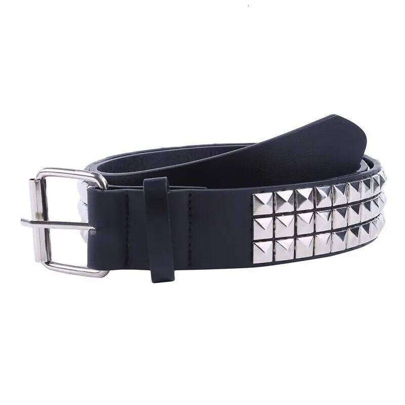 European American Vintage Pyramid Fashion Rivet Men and Women's Studded Punk Rock Pin Buckle Waist Belt Y260225