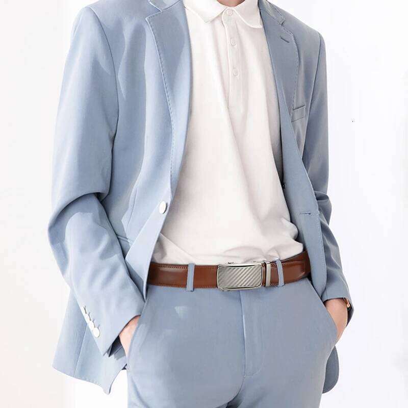 Genuine Ratchet Belt for Men - Adjustable Automatic Buckle,Casual Business Style, High-Quality Leather Panel Y260225