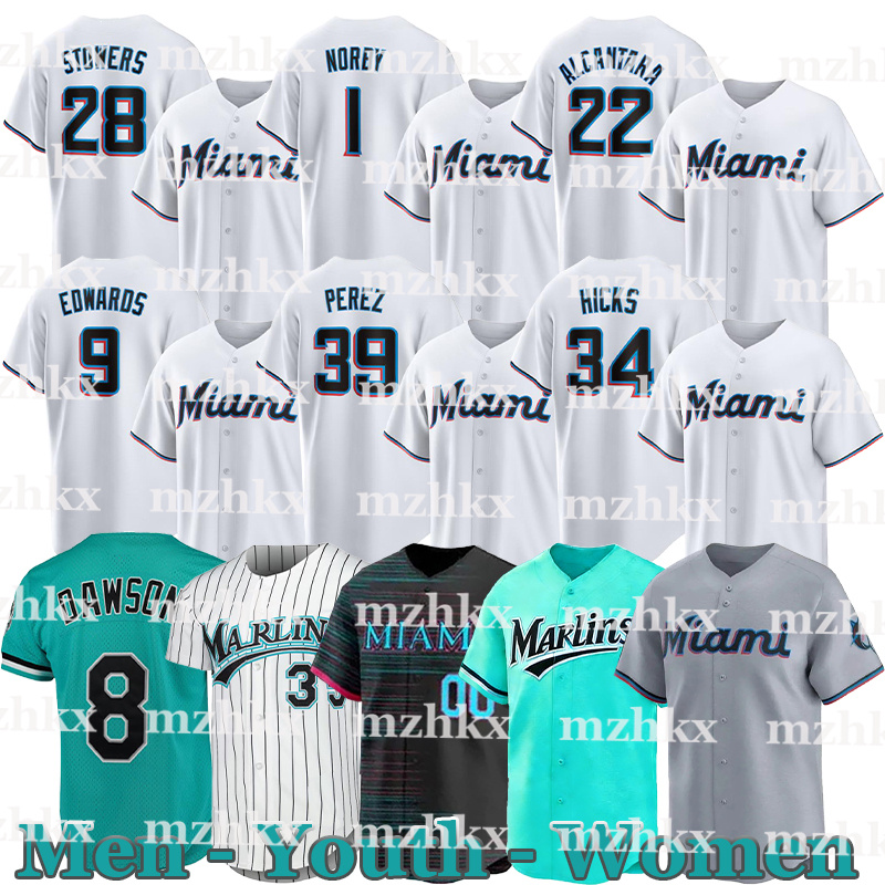 Miamis Baseball Jerseys Marlins jersey 1 Connor Norby 7 Jesus Sanchez 22 Sandy Alcantara Albert Almora Jr. Matt Mervis Nick Fortes Xavier Edwards Baseball Jerseys men