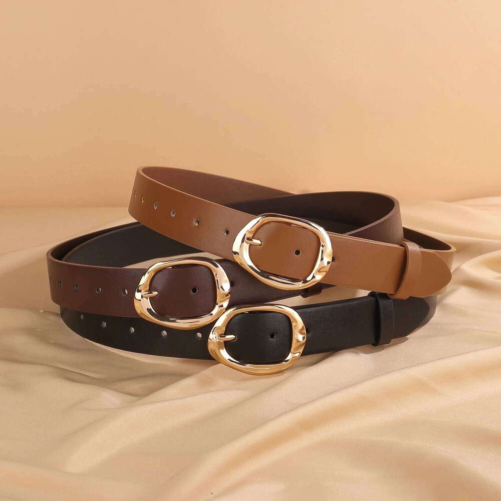 Women's Fashion Wide PU Leather 3.3cm with Metal Geometric Pin Buckle Retro Style Waist Belt for Jeans Pants and Skirts Y260225