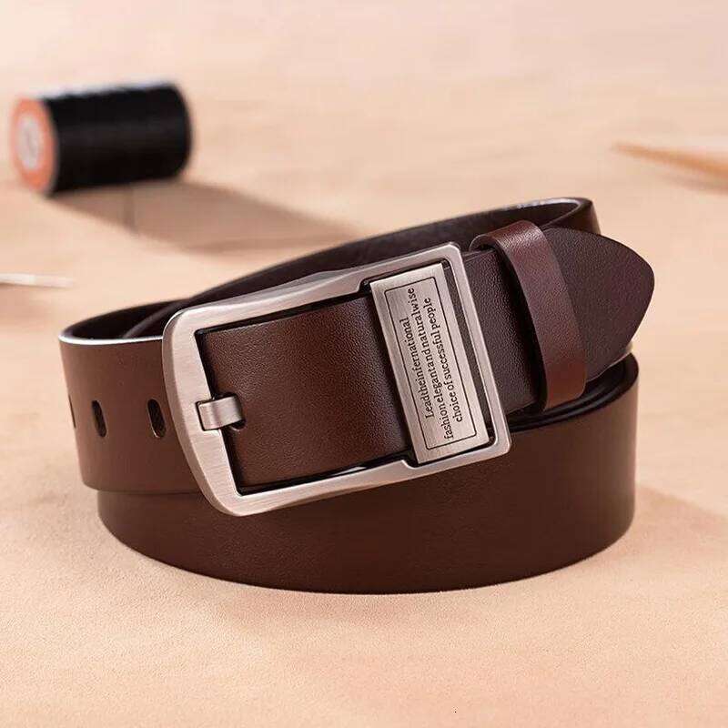 New Genuine Leather Fashionable Metal Retro Buckle, Jeans, Functional Light Luxury Men's Belt, Business Pants Belt Y260225