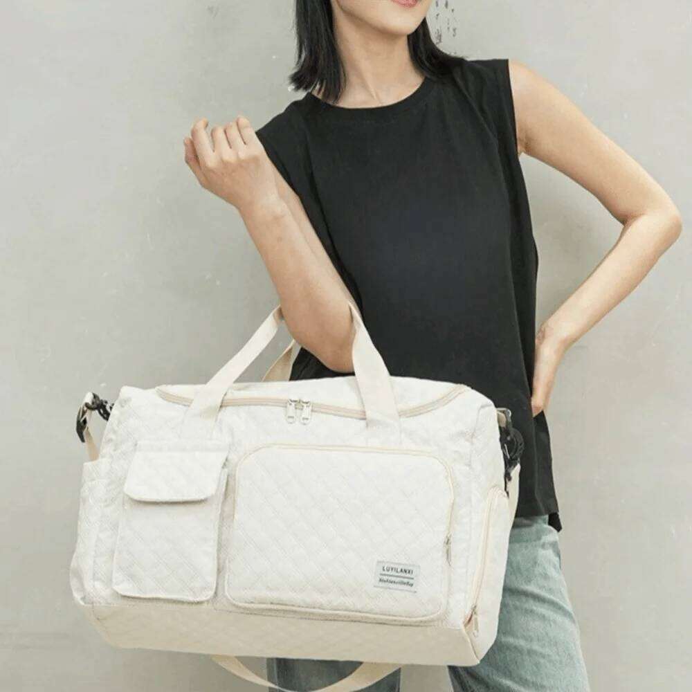 Fashion Quilted Travel Duffle Solid Color Oxford Luggage Foldable Large Capacity Sports Tote Bag Gym Y260225