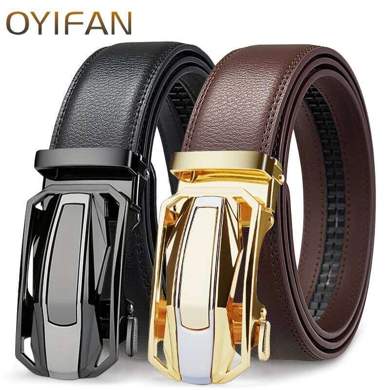 2025 Leather Men's 3.5cm Belt with High Quality Alloy Automatic Buckle Unisex Classic Business Belts for Jeans Y260225