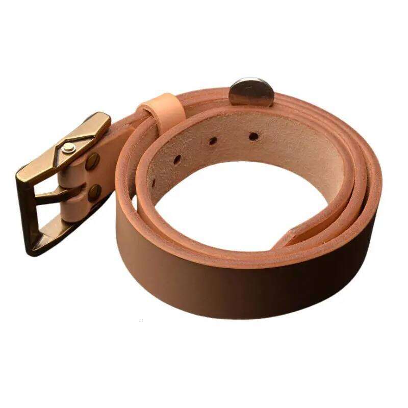 5.0-5.5mm Thick Vegetable Tanned Belt Men's Pin Buckle, Italian Natural Leather Genuine Cowhide Y260225