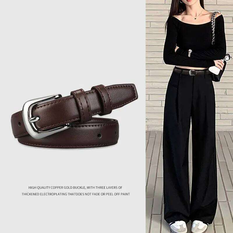 Women's 2024 new trendy versatile, paired with jeans a simple and slim casual women's belt Y260225